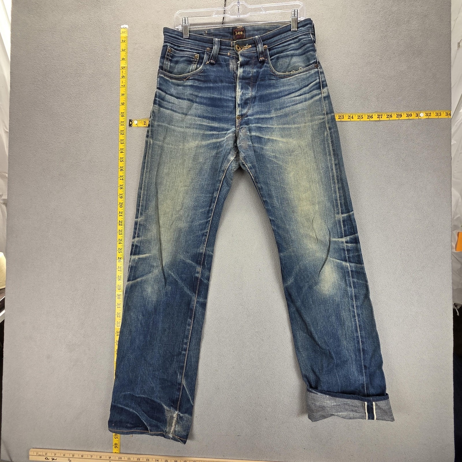 Vtg Lee Jeans 28x34 Selvedge 1101 Made In Japan Whiskers Honeycomb Buckle Back